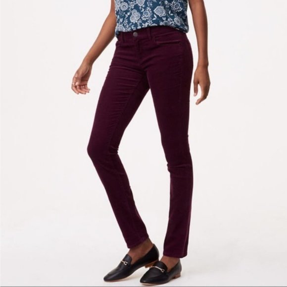 LOFT Pants - LOFT Maroon Modern Skinny Corduroy High Rise Pant